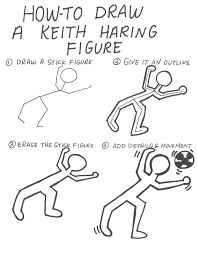 Here is a simple step by step guide to help you draw figures in the style of Keith Haring. Have a go and I will share my step by step efforts here too.