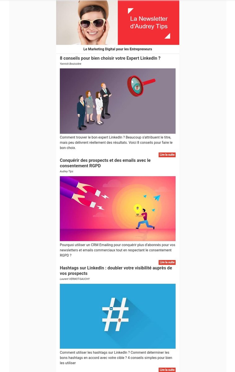Mail Next (@mailnext_off) on Twitter photo 🔥 Apparition de Mail Next dans la newsletter hebdomadaire du site AudreyTips !
Nouvel article: 13 techniques pour conquérir des prospects et des emails RGPD->lnkd.in/dzCJD8i
<a href="/GrowthHackFR/">GrowthHacking France</a> <a href="/tendance_email/">tendance_emailing</a> <a href="/TendancesMail/">Tendances Emailing</a>
#marketingdigital #emailing #newsletter #rgpd #crm 🔥 Apparition de Mail Next dans la newsletter hebdomadaire du site AudreyTips !
Nouvel article: 13 techniques pour conquérir des prospects et des emails RGPD->lnkd.in/dzCJD8i
<a href="/GrowthHackFR/">GrowthHacking France</a> <a href="/tendance_email/">tendance_emailing</a> <a href="/TendancesMail/">Tendances Emailing</a>
#marketingdigital #emailing #newsletter #rgpd #crm