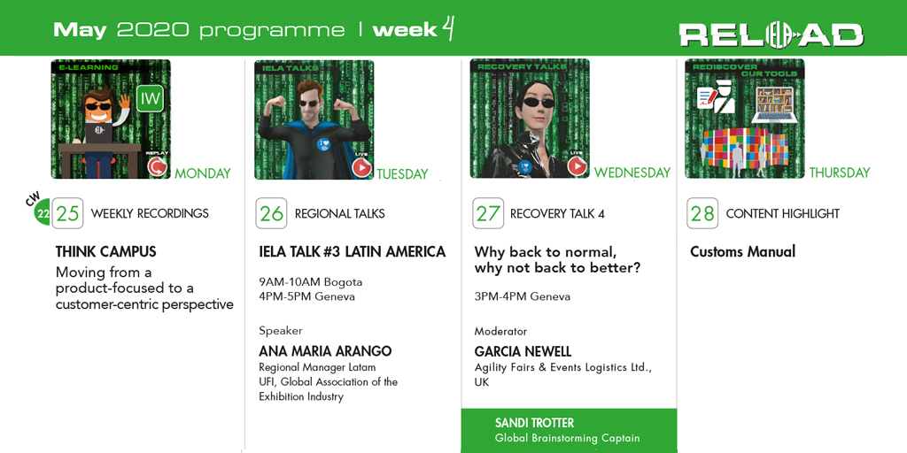 IELAWORLD's tweet photo. #IELARELOAD 4th week's proposal https://t.co/0Gjq2vHF02
Replay the IELA 2019 #thinkcampus, Latin America Talk, Back to better? &amp; #customs manual!
Log in to your IELA Memberzone to access all content and register for the talks.
#togetherSTRONG #recoveryprogramme #IELAmembers https://t.co/YWkzzJXbuZ