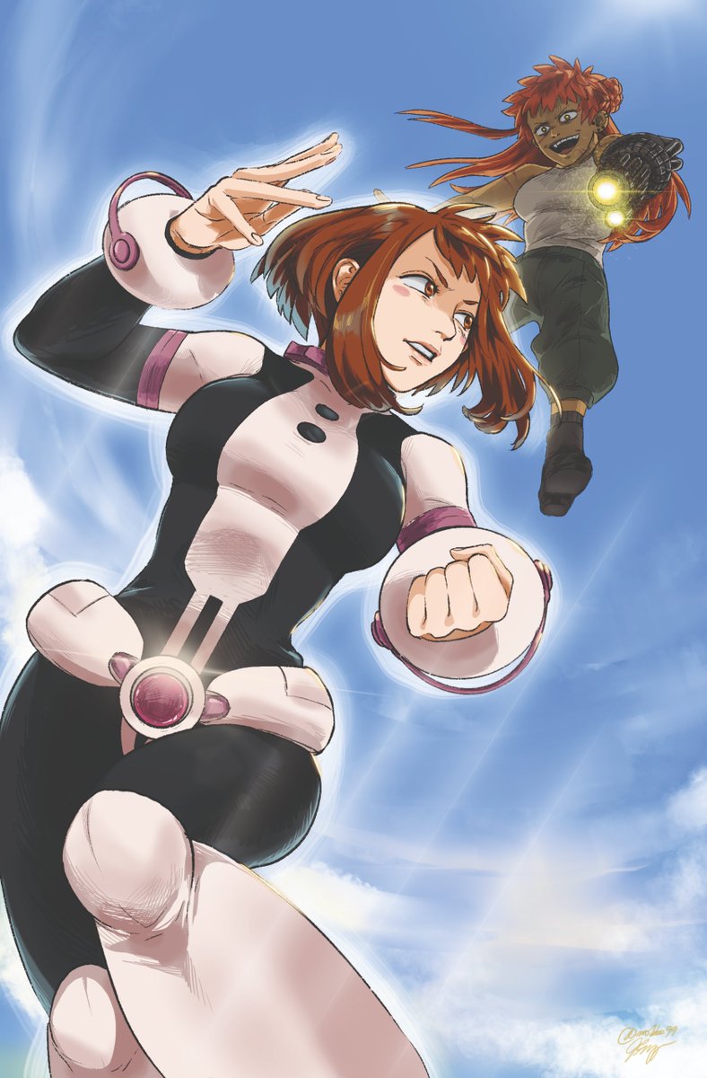 This is a 'present' piece of Uraraka Ochako (even though this was her old outfit lol) Thank you for letting me contribute <a href="/antigravityzine/">Antigravity Zine</a> ^^^ #urarakaochako #BNHA