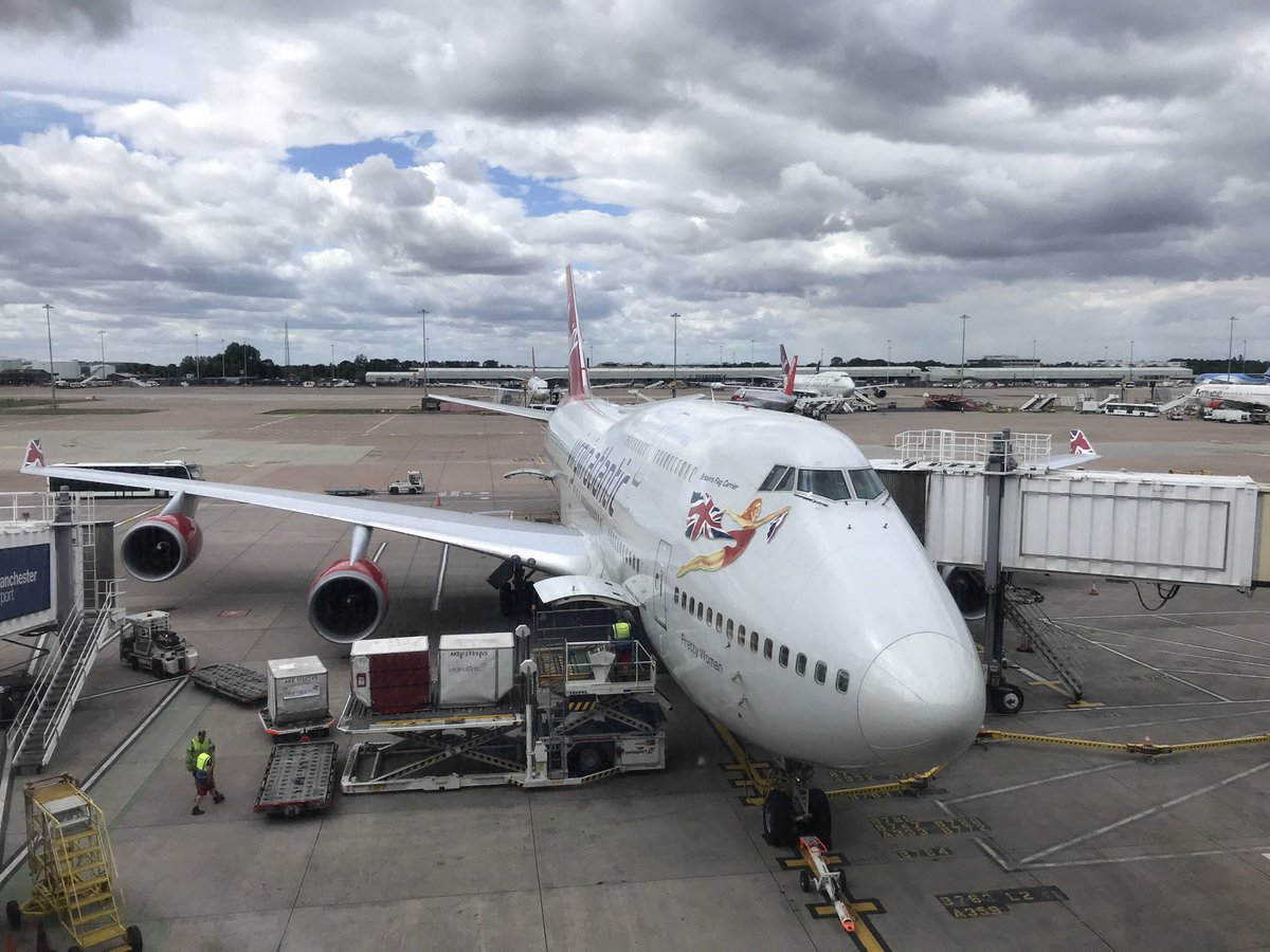 ChrisJBooker's tweet photo. Sad to hear that #virginatlantic are retiring #queenoftheskies early. Some fond memories of these big birds #jerseygirl #hotlips, #prettywoman #boing747 and a few more I didn’t capture. #b747 #virgin747 #planespotting https://t.co/GOQqiwmrUr