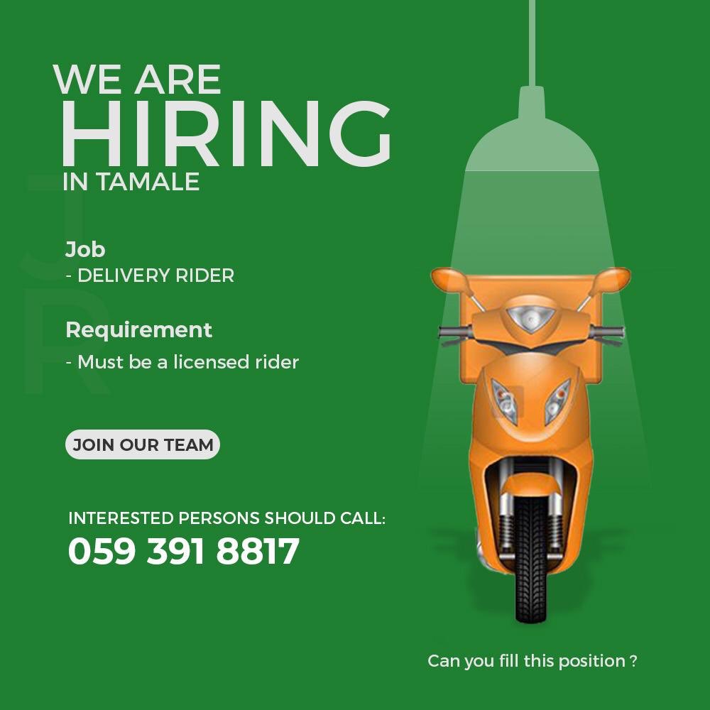توییتر Vacancies In Ghana در توییتر Vacancy For Delivery Rider Location Tamale Kindly Find Attached For More Information Vacancies Jobs Ghana Https T Co B8koyipusj