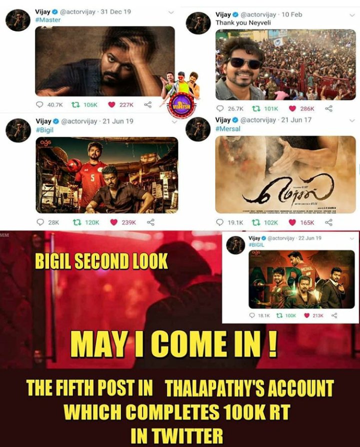 itz_unlucky__'s tweet photo. #BigilSecondLook 😍 completes grand 100K RT🔥🔥.
Retweet maximum and share this post and celebrate🔥🔥
#Master @actorvijay
. https://t.co/nvMS0KSQfl