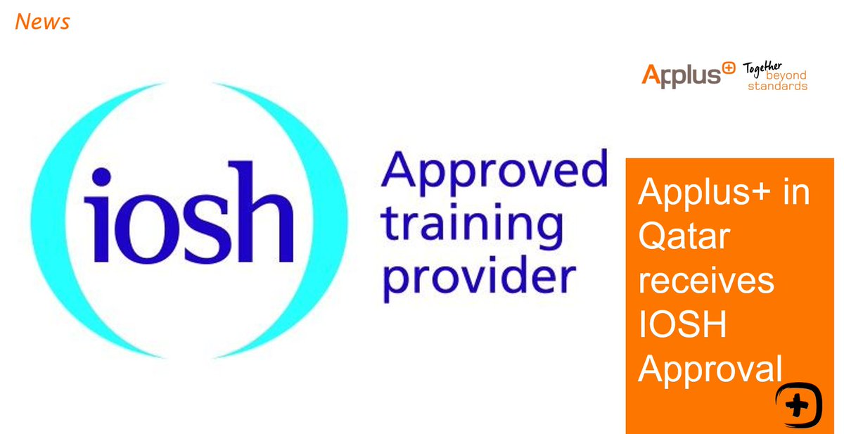 applus's tweet photo. Great news! Applus+ Velosi in Qatar has registered its trainers with the Institute of Occupational Safety and Health (#IOHS) and we are an approved training provider for the Managing Safely and Working Safely curses.
#healthandsafety #trainingcourses https://t.co/naQHNGlMCS https://t.co/G2705630Tf