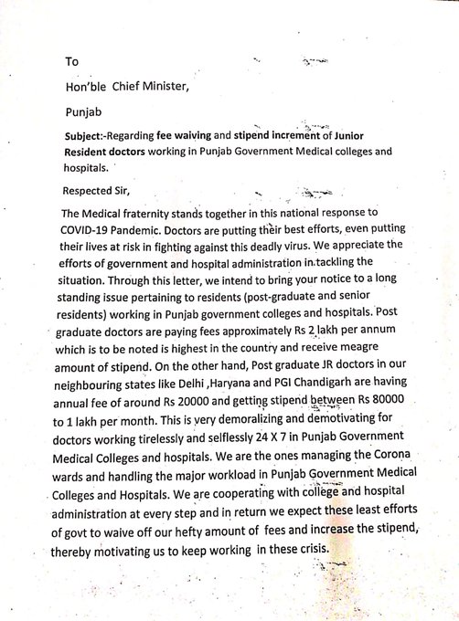 drasmalhi's tweet photo. @PunjabGovtIndia medical clg/hsptl resident doctors r paying max fee and getting min stipend in whole country. Pb govt should stop this partiality and insensitivity towards doctors immediately #FAIRWORKFAIRWAGE
#STIPENDHIKE #FEEWAIVING #CORONAWARRIORS @CMOPb @PMOIndia @AIIMSRDA https://t.co/Bz4p7DIhzd
