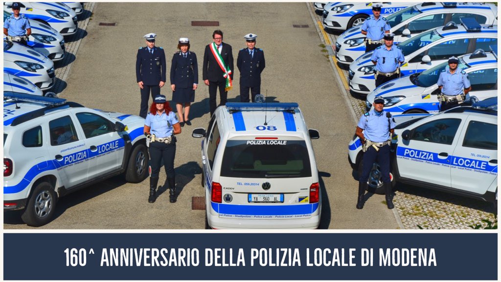 PLModena's tweet photo. 👉 Oggi #25maggio festeggiamo il 160^ #anniversario della fondazione del Corpo. Sindaco e comandante consegneranno a diversi 👮♂️👮♀️ agenti #encomi ed #elogi per attività particolarmente significative svolte nel corso del 2019. https://t.co/RvBdoL7rYb