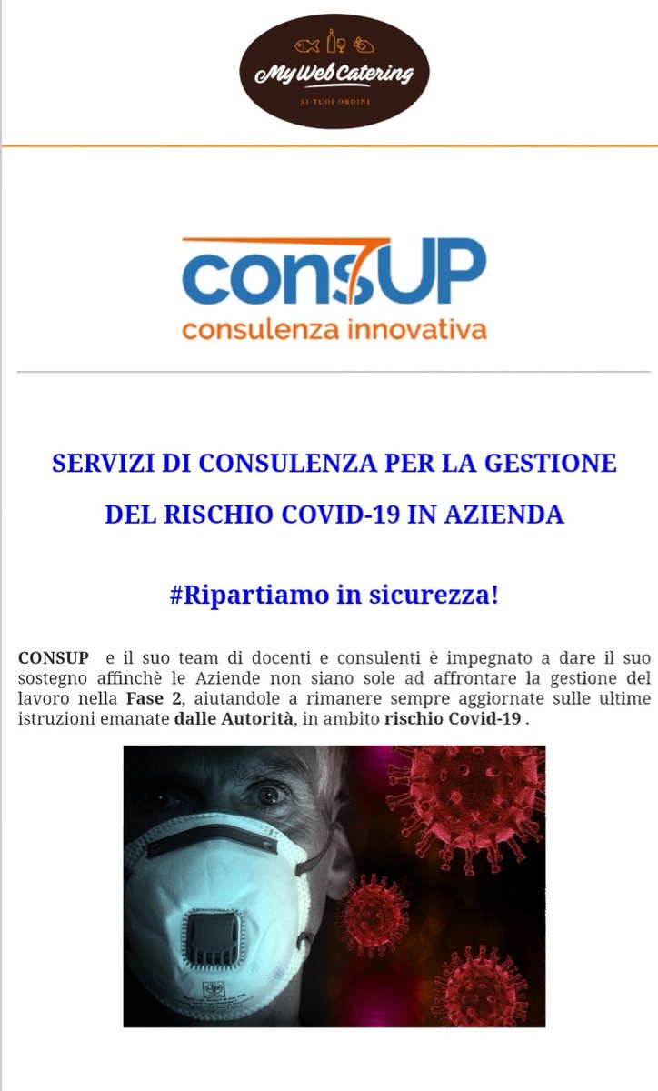 MyWebCatering's tweet photo. ✅ Pronti per la ripartenza con le normative Covid-19? Consup - consulenza innovativa vi da una mano 👍

#sicurezza #normative #covid19 #ristorazione #cibo

https://t.co/IRYBeQiVsb https://t.co/jzxIKXjLvr