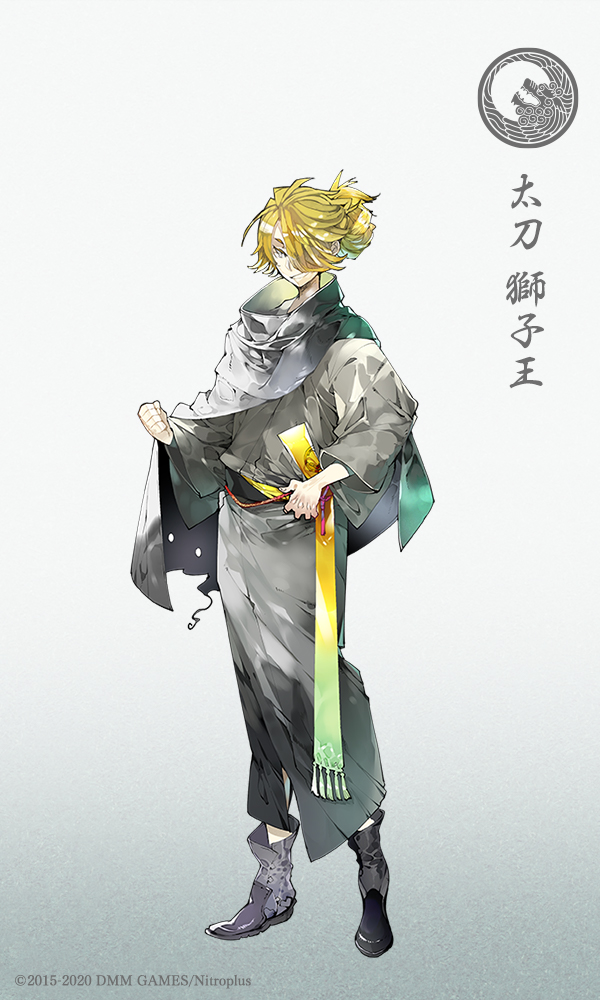 1boy male focus solo blonde hair japanese clothes full body boots  illustration images