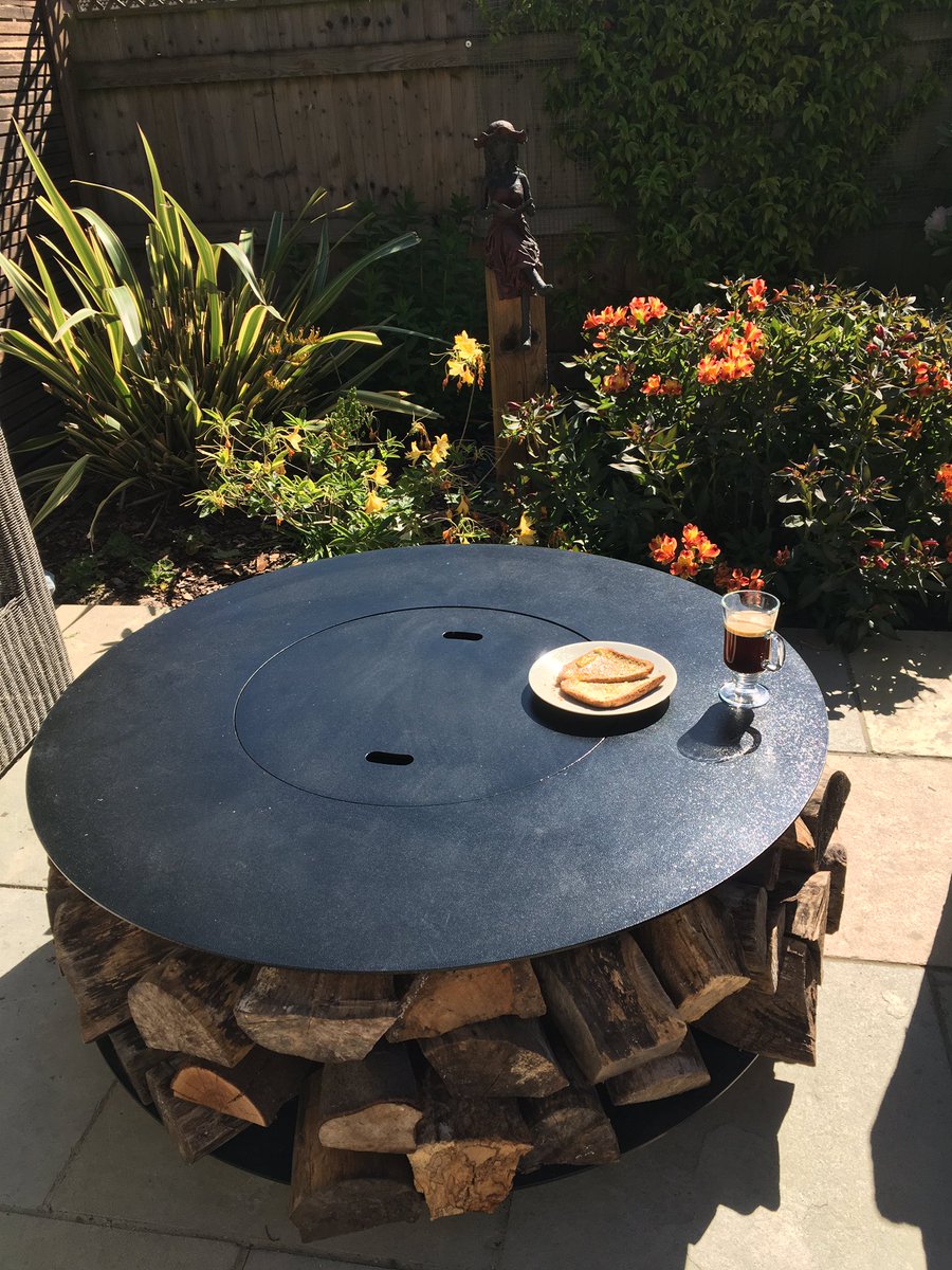 Beautiful morning for breakfast on the patio #BankHolidayMonday #coffeeandtoast <a href="/LogFirepit/">Deluxe Log Fire Pit</a>