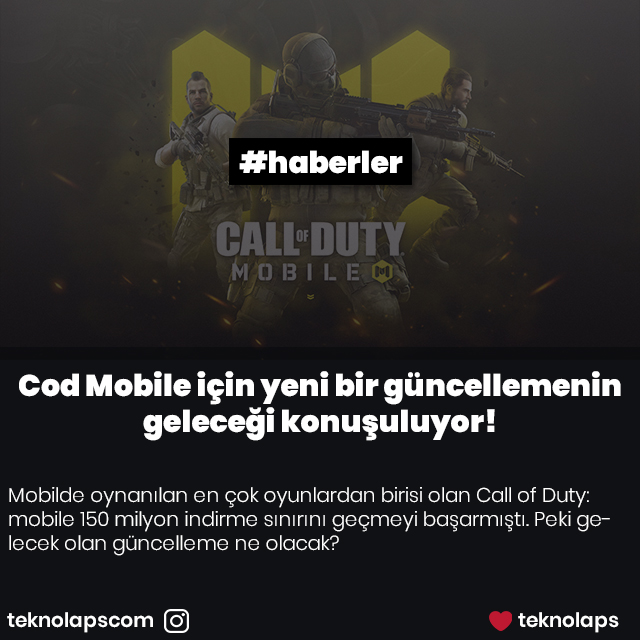 TeknolapsC's tweet photo. Mobil oyunlarda en çok oynanan oyunlardan birisi Call of Duty: Mobile'ın yeni güncellemesi gündeme geldi. 150 milyon sınırını aşabilen oyunun gelecek güncellemesi ne olabilir?
https://t.co/jcuFFB5NOj

#codmobile #cod #codwarzone #sanayakısmadıdominos #döviz https://t.co/KeZt2oc5aT