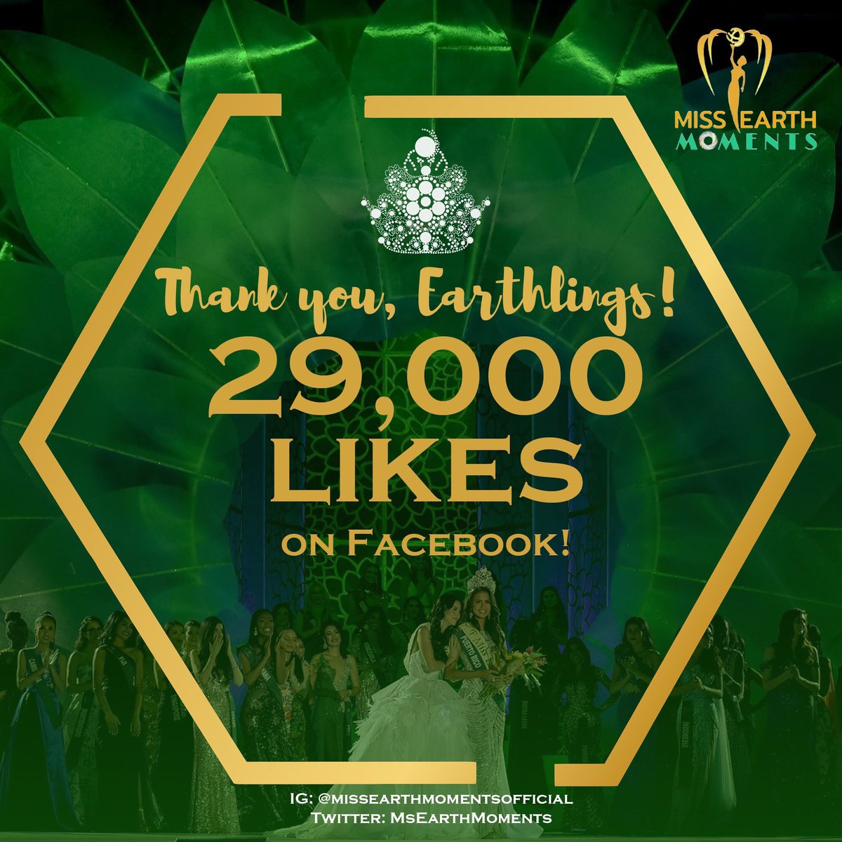MsEarthMoments's tweet photo. Our family is getting bigger with almost 31,000 followers and 29,000 likes on facebook page.

We have come a long way and this wouldn't be possible without your love, support and loyalty to the Miss Earth brand and to Miss Earth Moments. https://t.co/J2yLm3vl7e