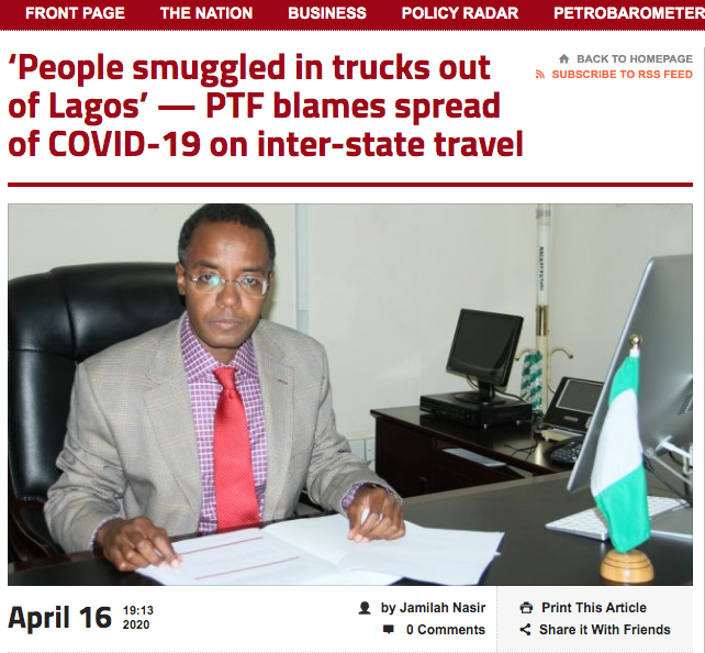 He also banned interstate travel, sparing only those on essential services. The presidential directives had followed recommendations by the PTF on  #COVID19, as the committee described interstate travel as one of the major causes of community transmission of the disease.