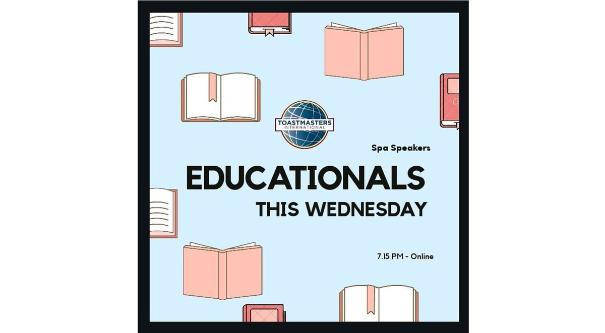 Our next meeting is Wednesday this week! Join us for an evening of Educationals. No evaluations, no Table Topics (phew!), but 5 interactive speeches focused on developing good practice in Toastmasters. See ya there (online)!👩‍🎓👨‍🎓👩‍🎓👨‍🎓

#toastmasters #publicspeaking #leamingtonspa