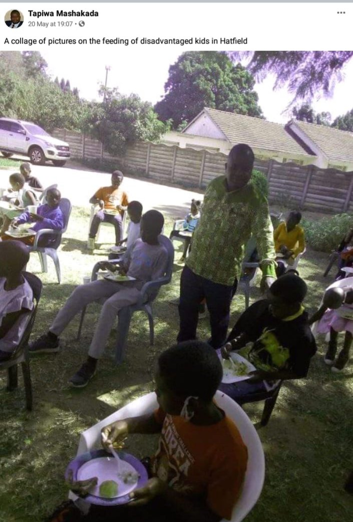 LeicesterBranch's tweet photo. @zanupf_patriots If you are asking about Tapiwa 'Mashakanda' we will tell you we don't know what he is up these days because we don't know him.

As for our Tapiwa Mashakada(MP) we can confidently tell you he is
busy feeding people in his Hatfield constituency. https://t.co/2sxsq0JboS