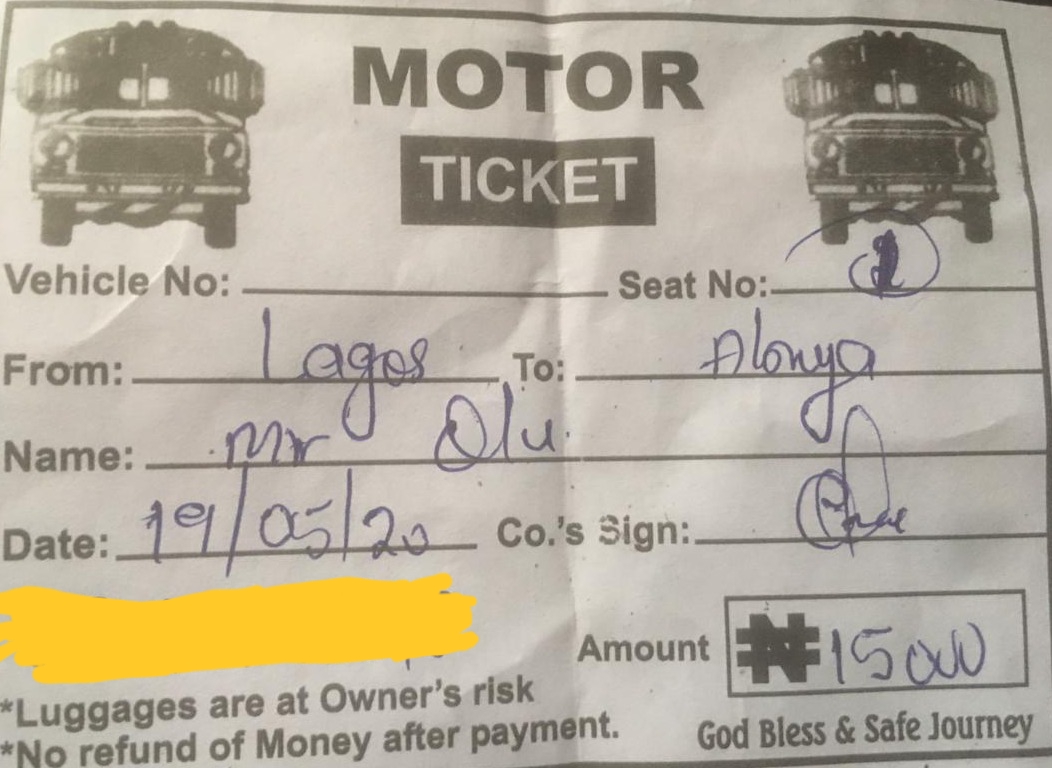 “Oga na one passenger remain,” one of them said when they had successfully dragged me to a middle-aged woman called Aliya, the ticketer who was already waiting. “N15,000,” Aliya said as she asked for my name.  https://www.thecable.ng/undercover-investigation-for-n16500-security-agents-will-allow-you-travel-from-lagos-to-abuja-despite-interstate-ban  #COVID19  #NairaForAccess  #BreachOfTravelBan