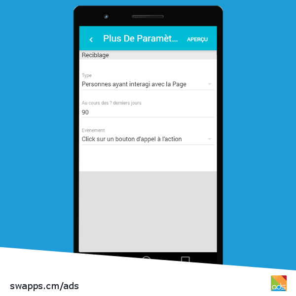 swappsads's tweet photo. Cibler 🎯 une #publicité aux personnes ayant cliqué un bouton d'appel à l'action sur la Page comme "Nous Contacter" ou "Acheter", au cours des 90 derniers jours. https://t.co/30MlfOLVrV