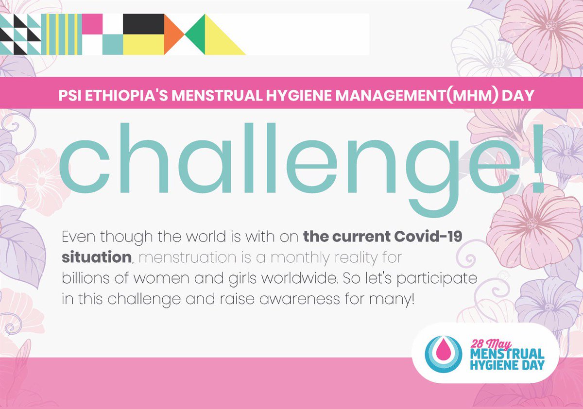 PSIEthiopia's tweet photo. Take a picture using these MHM hashtags (#EmbraceYourPeriod, #MenstrualHygieneDay, #MenstruationMatters, #letstalkperiod!, #PeriodsInPandemics, #MHDAY2020, #ItsTimeForAction, #KuribeAbebash, #Nomorelimits, #ኩሪበአበባሽ)&amp; share it in your social media account to raise awareness https://t.co/wqjXHaSHSi