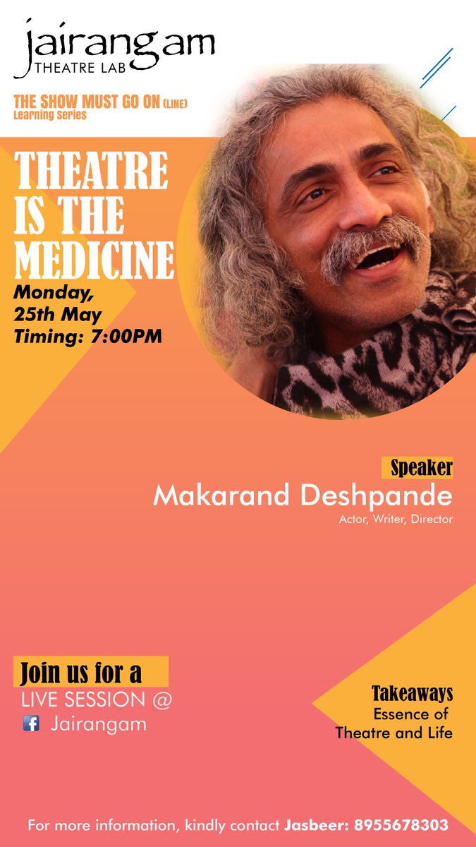 Join <a href="/makaranddeshpa6/">makarand deshpande</a> live @7 at <a href="/jairangam/">JAIRANGAM जयरंगम</a>  Fb page page facebook.com/JairangamOffic…