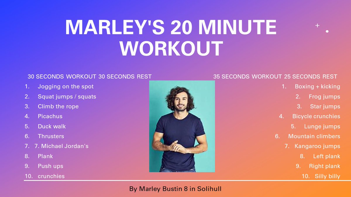 aeyre26's tweet photo. Hi
@thebodycoach, this is my son's #homeworkwithJoe for #PEwithjoe this week! He's 8 and has trained every day in Solihull, some days on his own when no one else in the family could join him, I'm so proud of him :-) πͺπͺπͺππππ https://t.co/4KGZSeS8IR