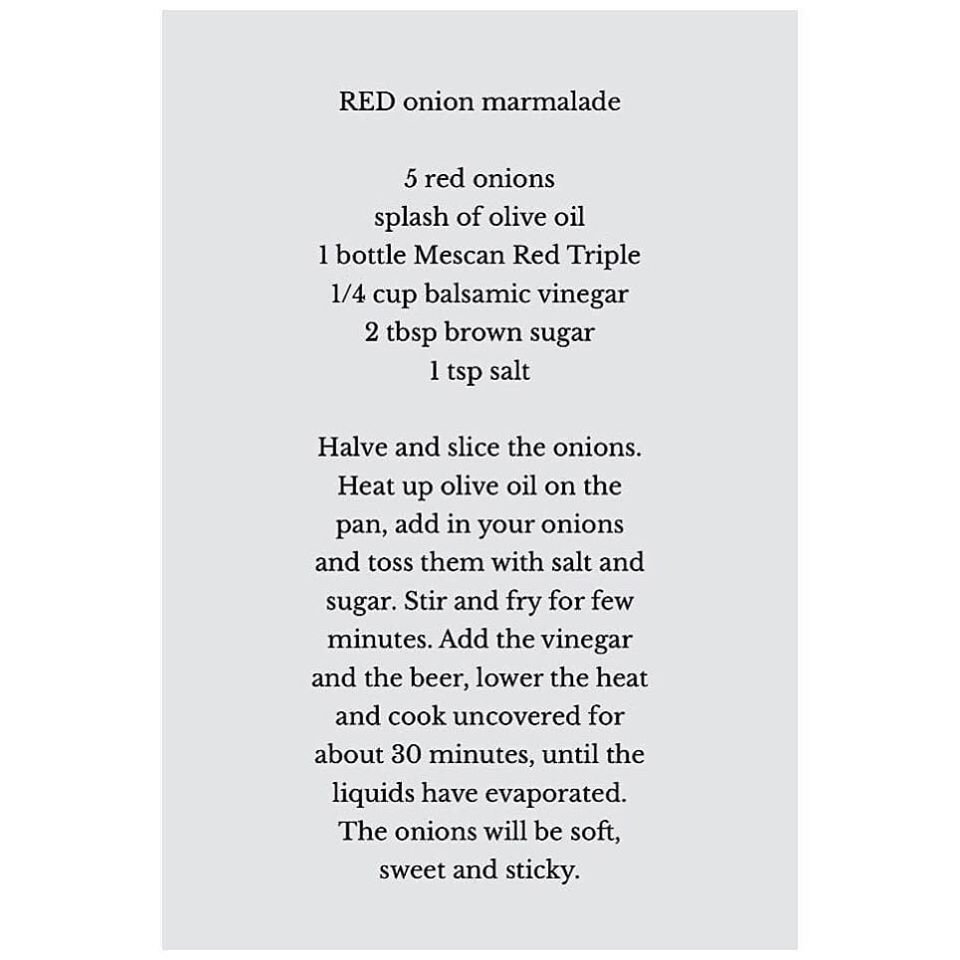 mescanbrewery's tweet photo. RED Onion Marmalade
#MakeitwithMescan

Here's something easy to create with a bottle of #Mescan #RedTripel.
It's delicious &amp; goes beautifully with freshly made bread and hummus or walnut &amp; lentil paté, or @doziocheese  
See the website for our tasting and food-pairing guide https://t.co/XJxNMOAOP2
