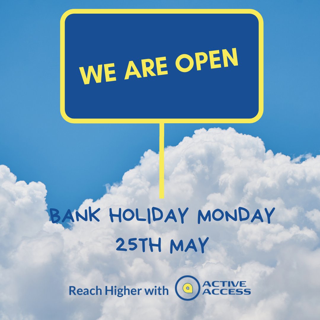 A reminder that we are open on this May Bank Holiday!

Still taking orders for today, tomorrow and the rest of the week, so call us now to book that machine you need😊

☎01698 281190
📧hire@activeaccess.co.uk
