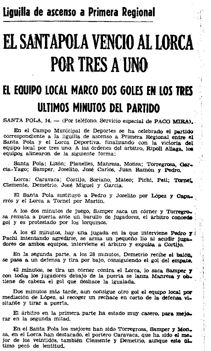 Lorca6970's tweet photo. Crónica de la derrota de ayer en Santa Pola: https://t.co/Yrjdnq71hM