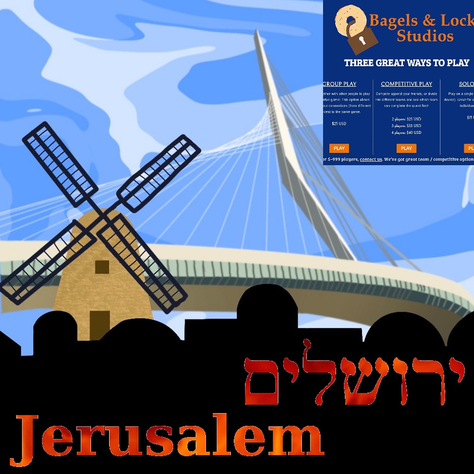 BagelsLocks's tweet photo. 🥳 🎉 🎉 🎉 🎉 OUR LATEST RELEASE:

IsraelQuest: The Jerusalem Secret is out now! Play solo, in a group, or set up a competition! Available from our website now:

https://t.co/5qUDlZf9mo https://t.co/WDM29BQ1ee