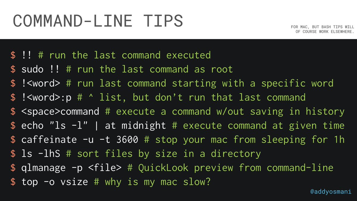 addyosmani's tweet image. Command-line pro tips. Lots more in &quot;The Art Of Command Line&quot; github.com/jlevy/the-art-…