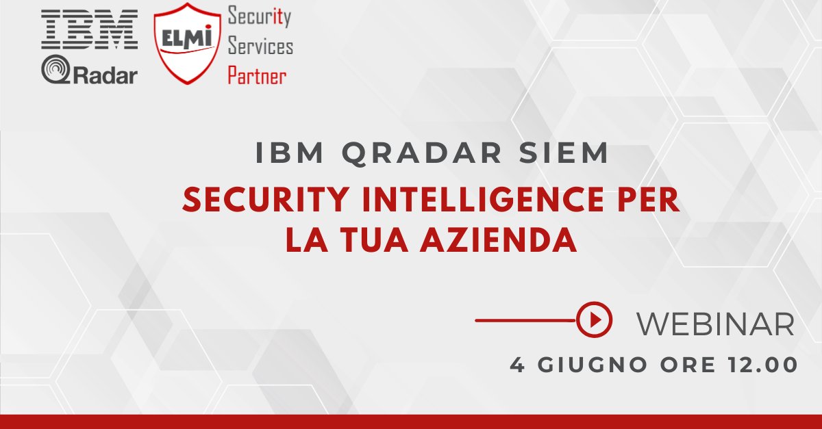 Come riconoscere se la tua infrastruttura sta subendo un #cyberattack? #IBM #Qradar #SIEM è la risposta. Iscriviti al nostro webinar e scopri tutte le funzionalità del prodotto
👉: bit.ly/3e7HbW4