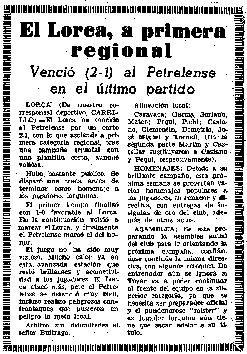 Lorca6970's tweet photo. Crónica de la victoria y ascenso del Lorca Deportiva a Primera Regional https://t.co/55gFlWJBD1