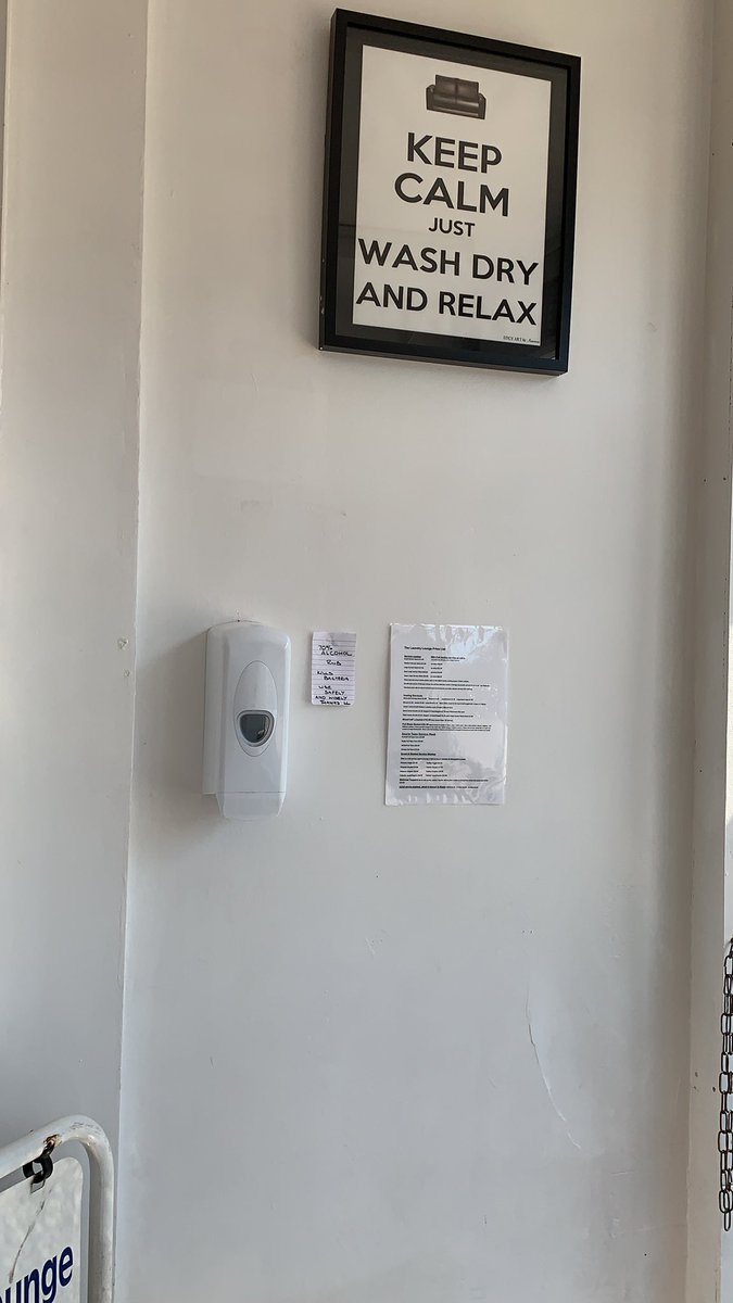 laundryglos's tweet photo. We now have hand sanitizer at the LL and we are open today from 9-8pm #cleanlaunderette #nootherlaunderetteingloucester #adheringtosocialdistancing #keepingcustomerssafe #signs everywhere https://t.co/sWa26Z9dxY