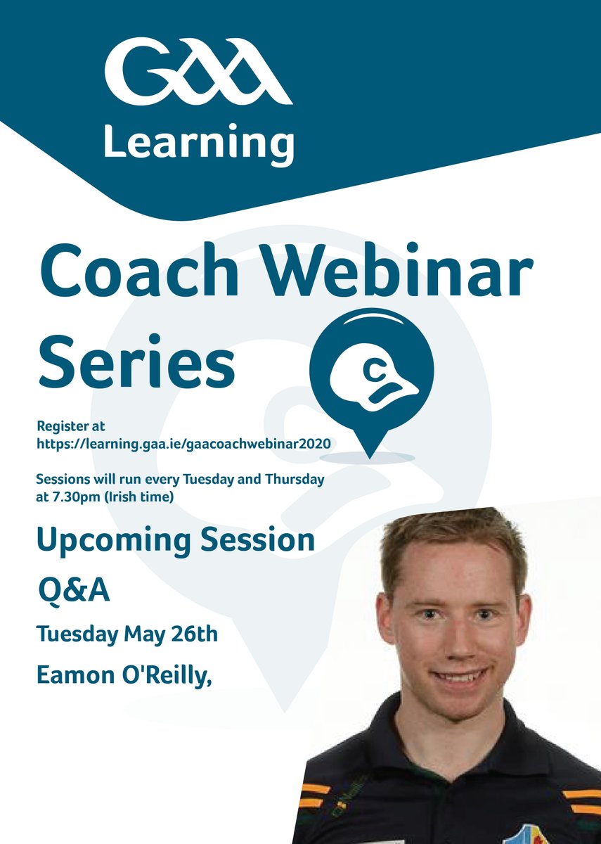 🔊COACH WEBINAR🔊

Don't forget to register for tomorrow's webinar with 
<a href="/_eamonoreilly/">Eamon O Reilly</a>
 speaking about 'Returning to Gaelic games post COVID - Keeping your squad fit and preventing injury'

Register here: learning.gaa.ie/gaacoachwebina…