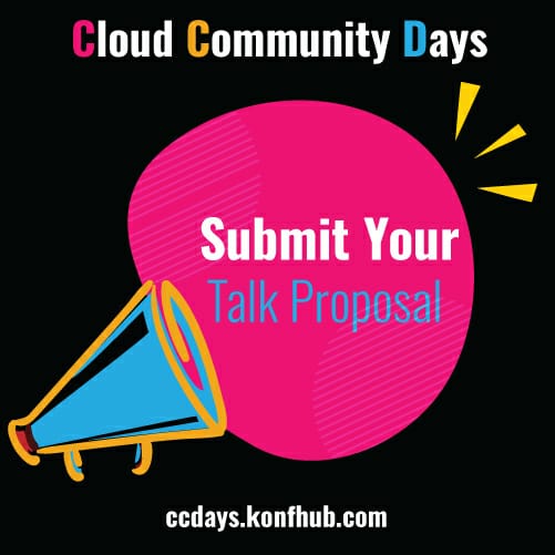 #AnnouncementAlert 
Here's a chance to share your ideas and learnings 
with like-minded developers across the world!
#CCDaysOnline is accepting call for proposals. 
Submit your talk here konf.me/ccdays
#TechTalk #CallForProposal #CloudComputing #Serverless #KonfHub