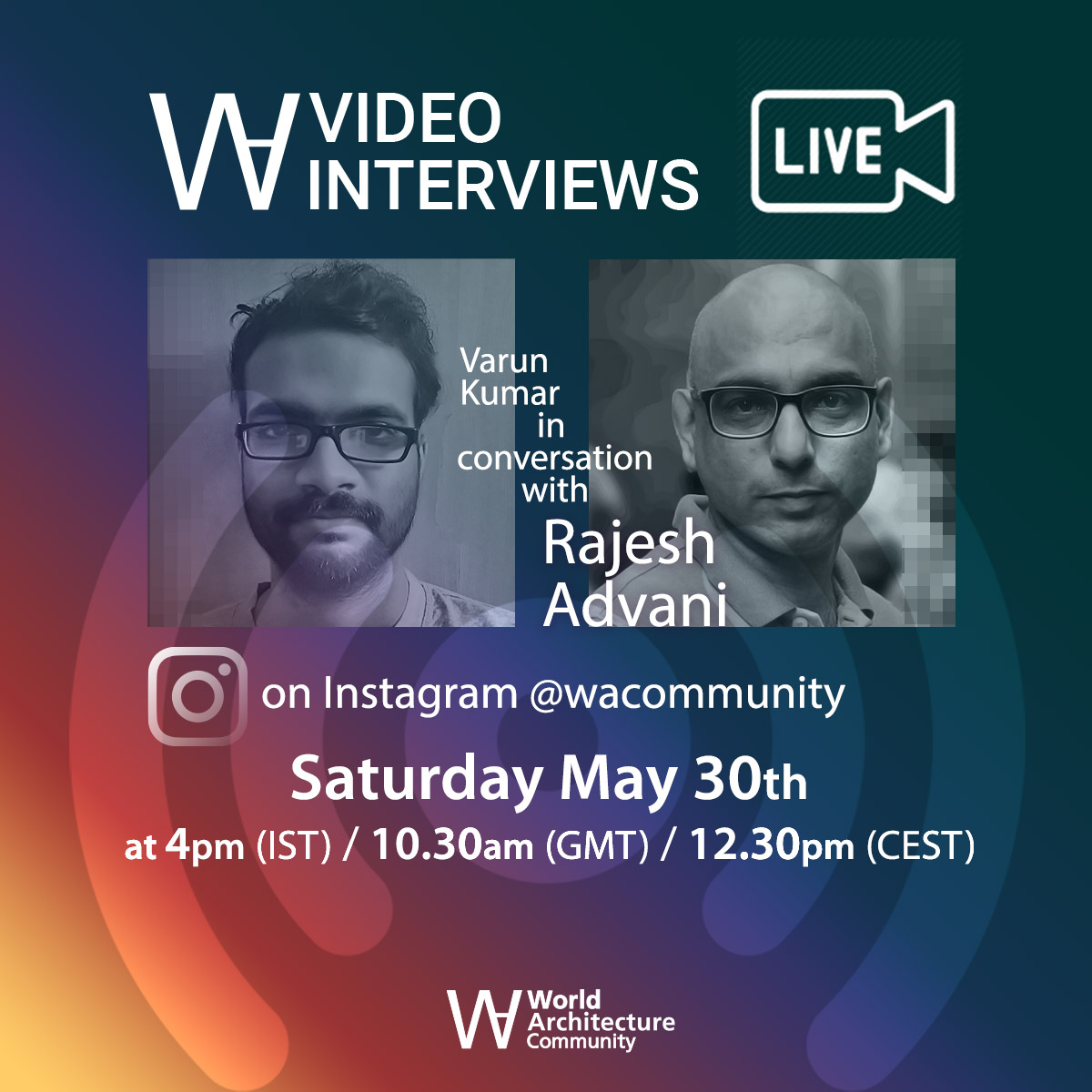 WACommunity's tweet photo. Rajesh Advani to discuss "Writing Architecture" In WAC’s Instagram Live Interview: https://t.co/QNVFROLJTP #WALiveInterview #RajeshAdvani https://t.co/1MwXxfEeZQ