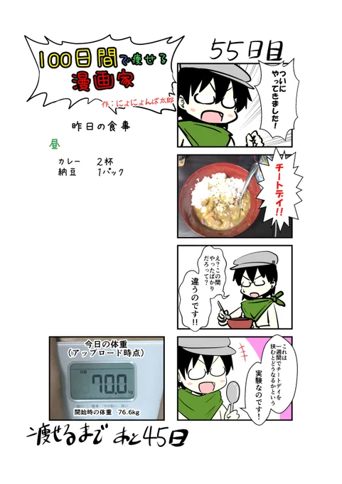 「100日間で痩せる漫画家」
55日目
(毎日19時頃アップします!)

カレーがうますぎた

#100日間で痩せる漫画家
#ダイエット 