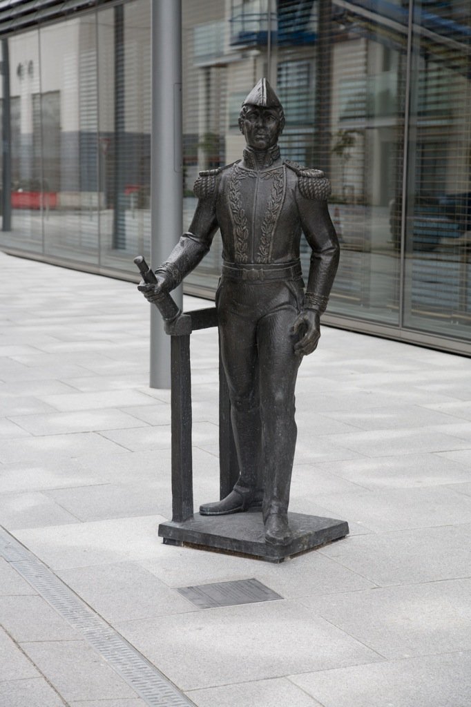 Statues and memorials of Brown's battles are located in both Buenos Aires and Foxford, his birthplace in Ireland.In 2006, Bertie Ahern unveiled a new statue of Brown on Admiral Brown Way, Sir John Rogerson's Quay, Dublin (Photo:  @wikicommons CC BY-SA 2.0 William Murphy)