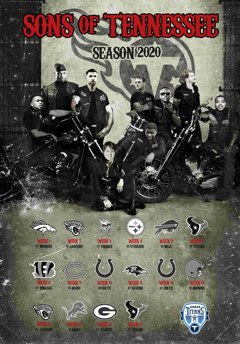 GermanTitans_eV's tweet photo. We're ready for the 2020 season!

#Titans #TitanUp #NFL #sonsofanarchy #rannfl #Tennessee

@KB31_Era @KingHenry_2 @CoachVrabel50 @ryantannehill1 @Easymoney_81 @Brown1arthur @TaylorLewan77 @GrindSimmons94 @Titans @BussinWTB @AtoZSports https://t.co/n9uPvTXGhH