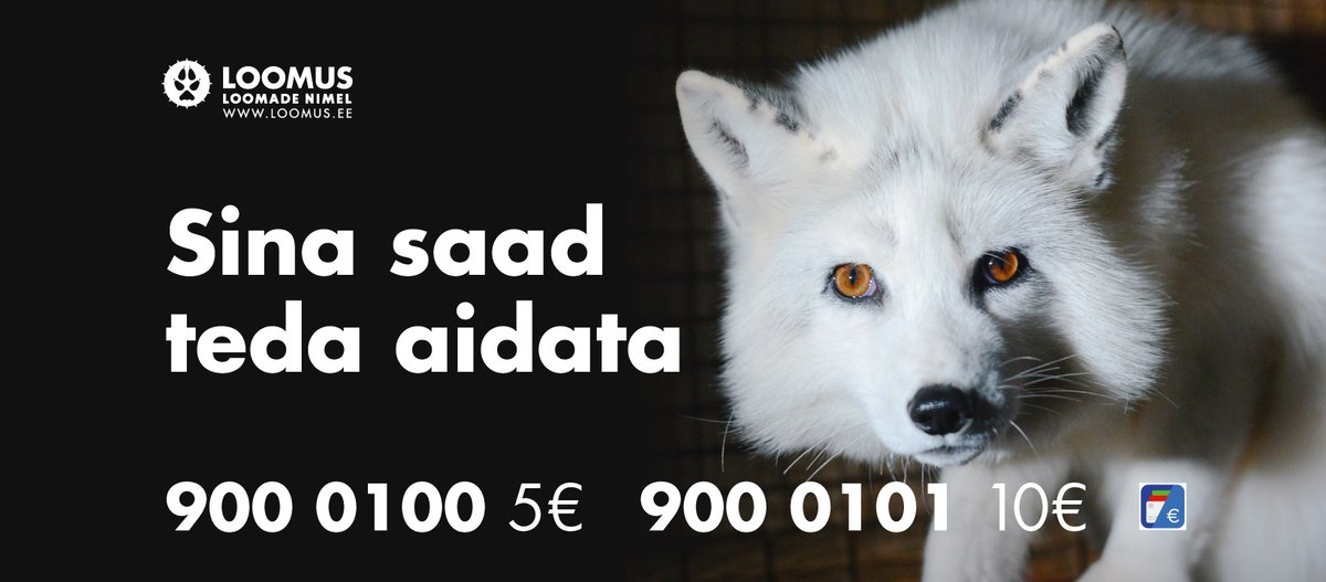 LoomusNGO's tweet photo. 🦊 Kui Sinagi arvad, et looma koht ei ole puuris, saad otseselt kaasa aidata karusloomafarmide sulgemisele Eestis. Selleks helista 900 0100 (5€) või 900 0101 (10€) või toeta meie tööd läbi mTasku. #Loomus #KarusnahavabaEesti #FurFreeEstonia
https://t.co/erRLkviwGl https://t.co/mTmwzTGcfT