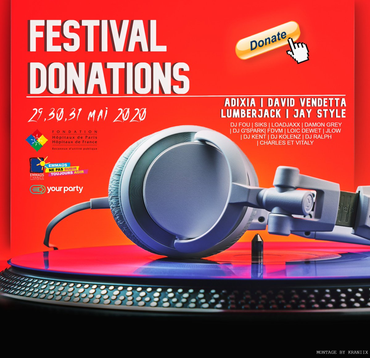 YourPartyEvent's tweet photo. Le #FestivalDonations

YourParty a le plaisir de vous présenter le Festival Donations qui se déroulera chaque soir de 18h à 21h30 le 29, 30 &amp; 31 Mai !
C’est l’événement à ne pas manquer de votre week-end !
@JayStyleMusic @djralphcom @MisterKolenZ @DJGSPARK1 https://t.co/dwRBRQsaWJ