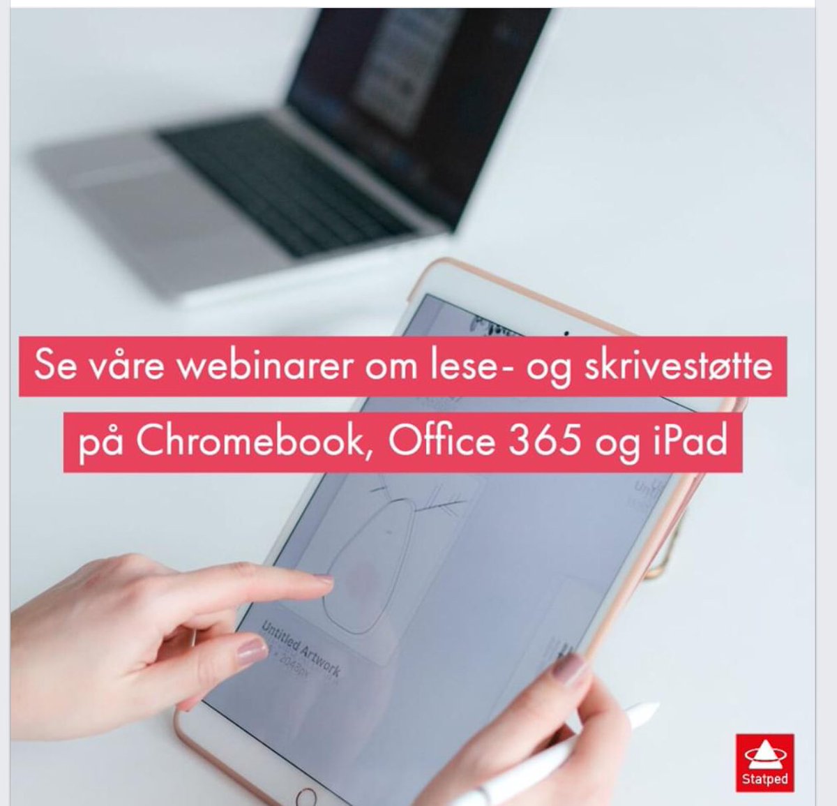 Lær om lese- og skrivestøttefunksjonene på Chromebook, Office 365 og iPad. 💻🙌📱 <a href="/Statped/">Statped</a> sine webinar er gratis og du finner dem på statped.no/hjemmeundervis…