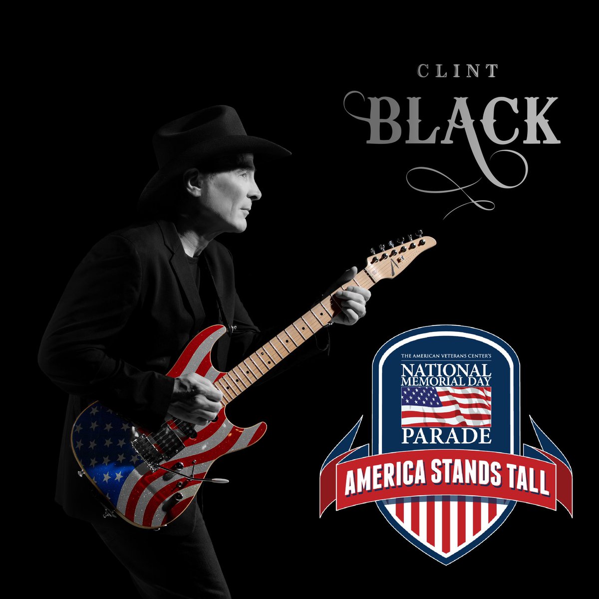 Clint_Black's tweet photo. Make sure to tune in today to @AVCupdate #AmericaStandsTall. This special will honor our great country’s heroes. Watch on @AFNtelevision today at 2pm EST / 1pm CST. #NMDParade #MemorialDay Tune in here: https://t.co/cCs7ZZazF1 https://t.co/rHr52LClwn