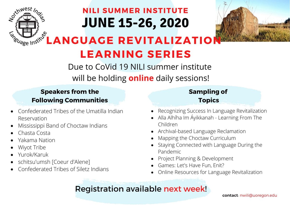 nihizaad's tweet photo. 2020 Northwest Indian Language Institute Summer Institute learning series (NILI) #language #events https://t.co/iNB4Js9Tcp