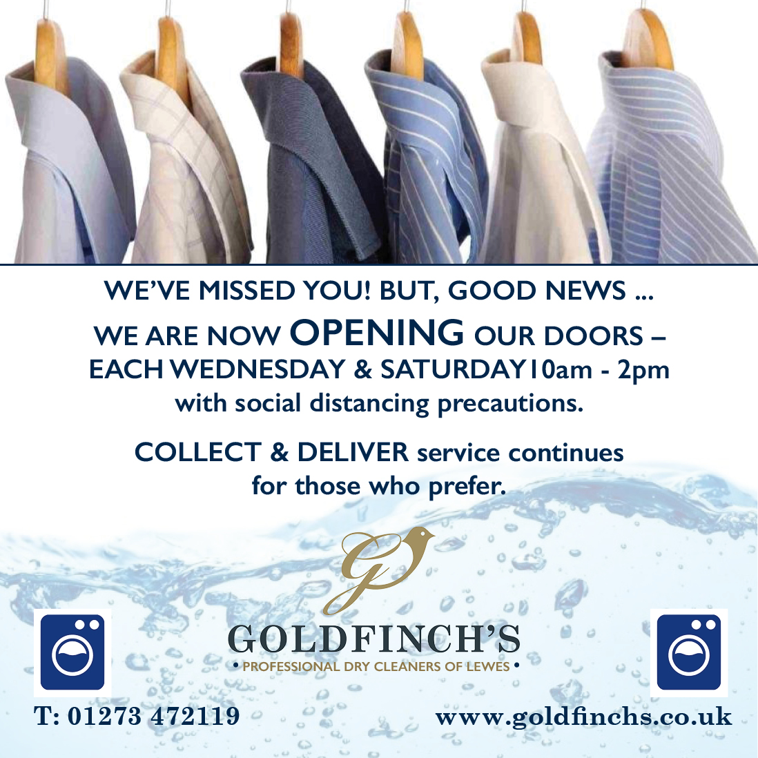 Goldfinchslewes's tweet photo. We are delighted to be re-opening our doors - initially on Weds and Sat 10am to 2pm. Delivery/Collection continues if you prefer. #lewes #cliffe #COVIDー19 https://t.co/JWj7hWSset