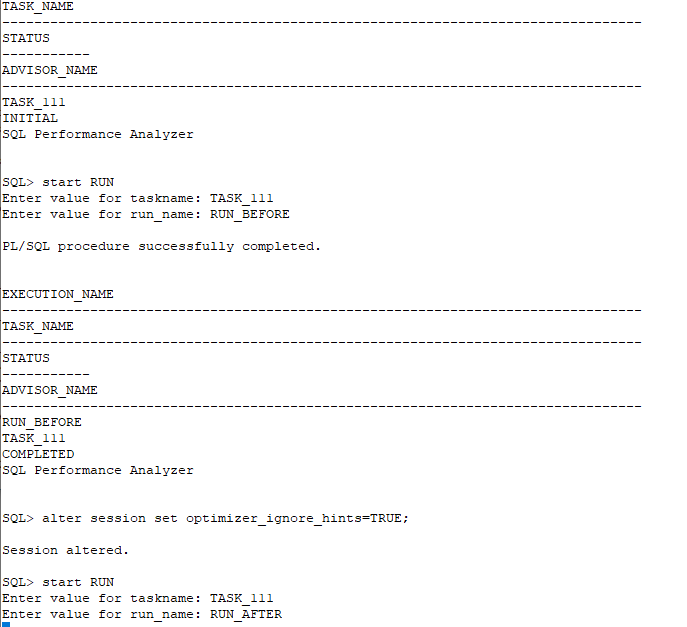 uschwinn's tweet photo. I just used #oracle SQL Performance Analyzer (SPA) - it's very powerful: you may generate summary/detail/tuning reports and even load SQL Plan baselines for regressed SQL. Here are my #Linemode scripts with readme (in english) to start with ;)
https://t.co/3GBBs4nmsq https://t.co/EN3lSvleUp