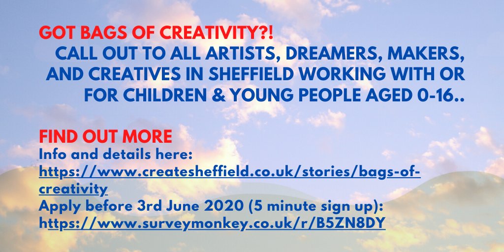FANTASTIC OPPORTUNITY! (register before 3 June)
Please like and share. createsheffield.co.uk/stories/bags-o… <a href="/weareive/">IVE</a>