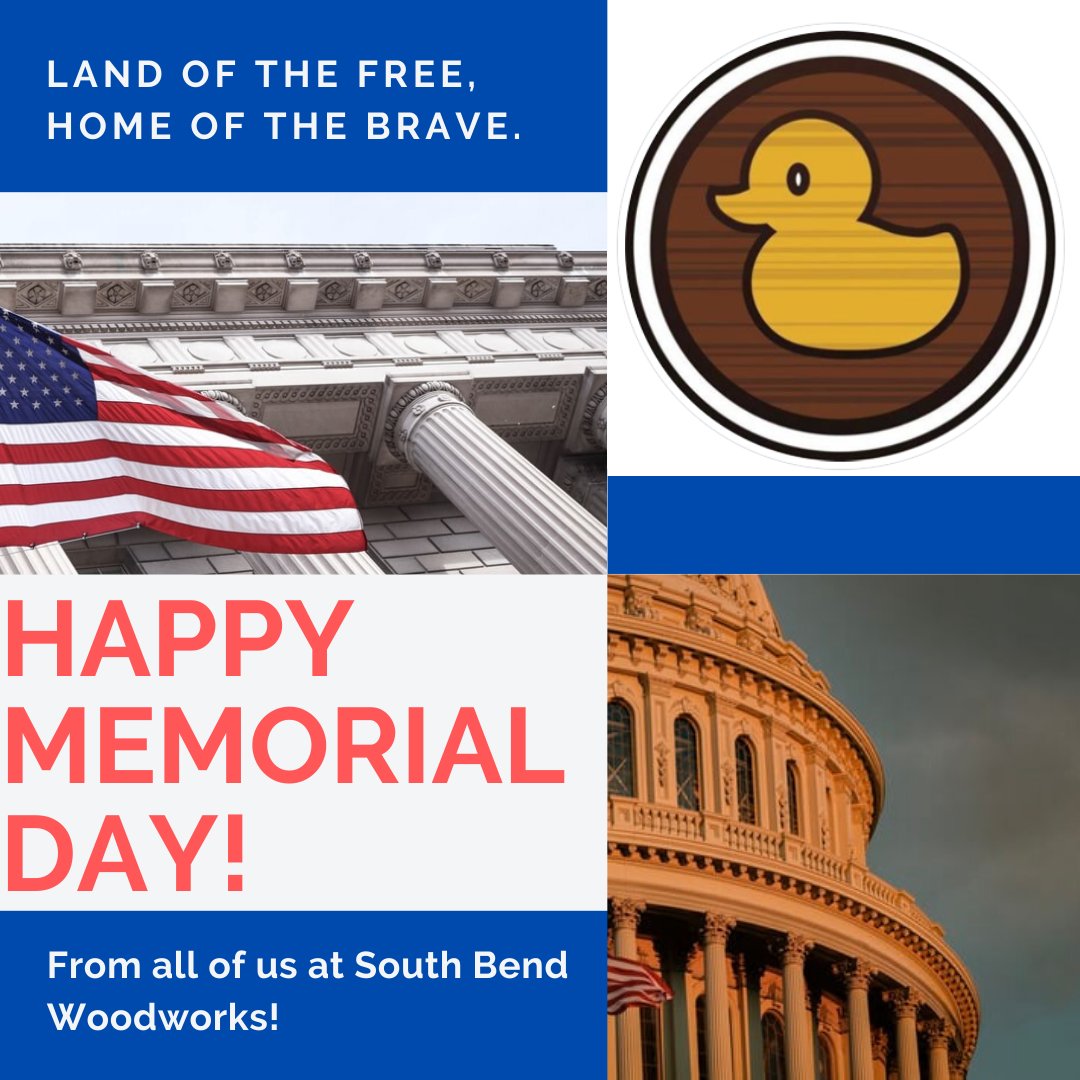 Land of the free and home of the brave! South Bend Woodworks wishes you a happy Memorial Day! #usa #memorialday #madeintheusa
