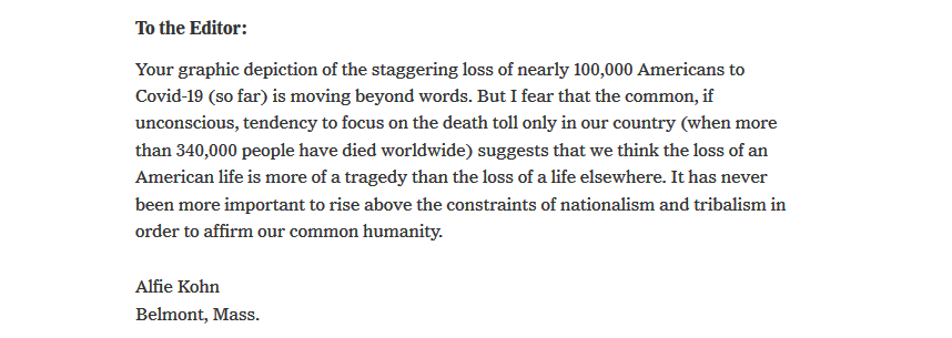 My letter in today's NY Times