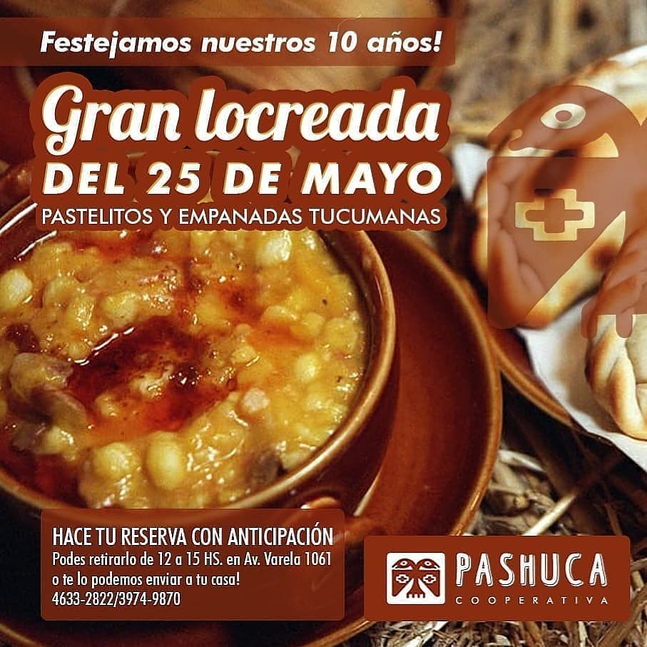 fetracoopfeder1's tweet photo. Hoy gran Locro de nuestros compañeroxs de #Pashuca!! Reserva tu porción o pedí que te lo envíen.
Feliz 25 de Mayo y Felices 10 años compañerxs!!!! Por muchos más!!!
#10años #pashuca #cooperativa #cooperstivapashuca #locro https://t.co/8qu007doOa