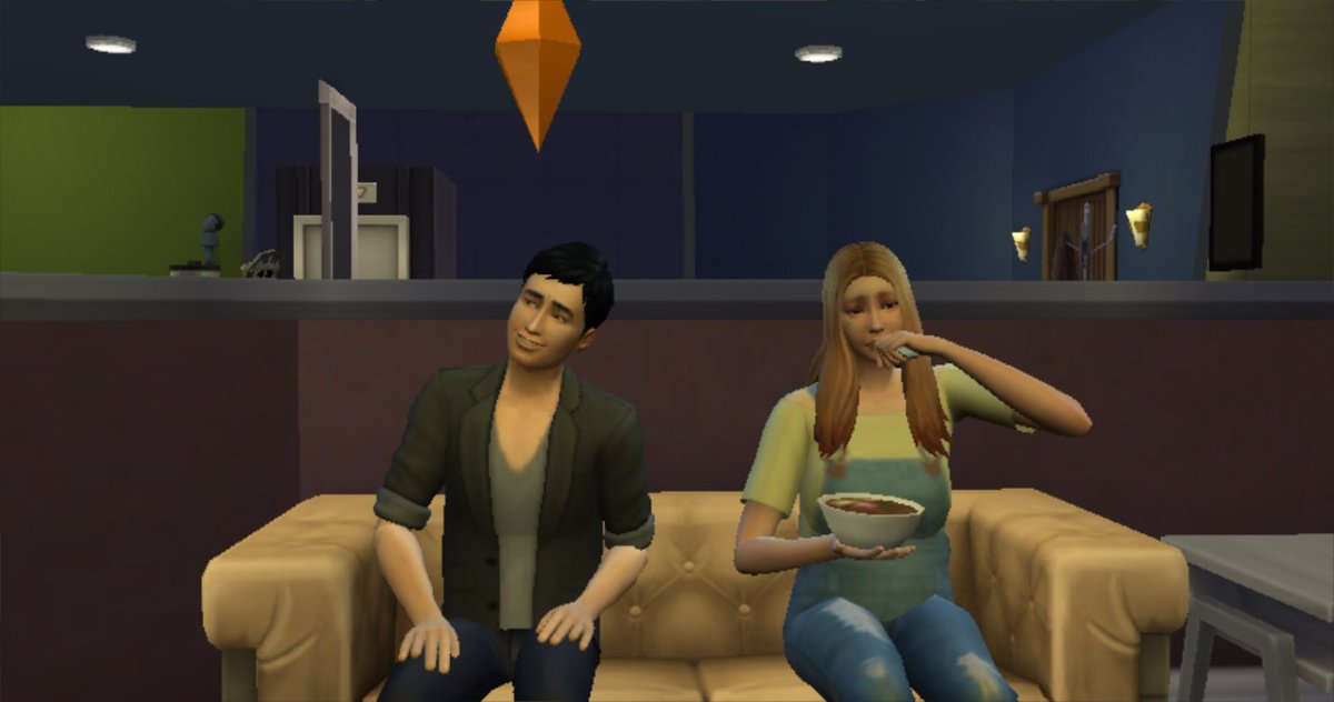 This is Mike and Phoebe and as u can see Phoebe is already preggy. And aaahh that jumper the same with what she wore in the series.And here's joey playing Emma's stuff toys u see. Also I think Joey's sim is the closest to his real face but that's just me
