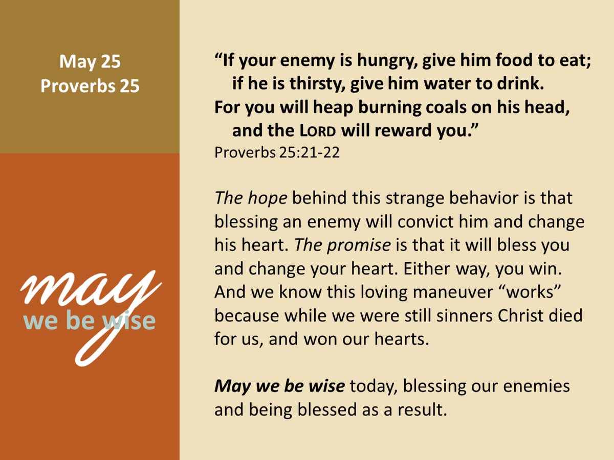 wdchapel's tweet photo. Day 25: May we be wise today, blessing our enemies https://t.co/iEsaNzxvFs